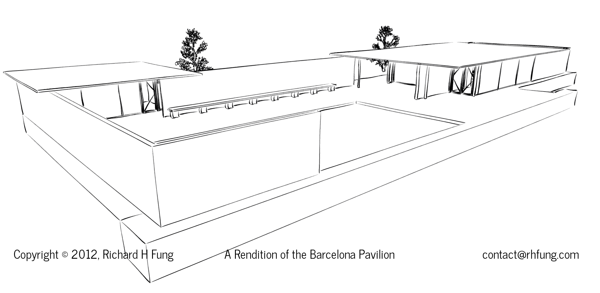 Barcelona Pavilion Floor Plan in 3D