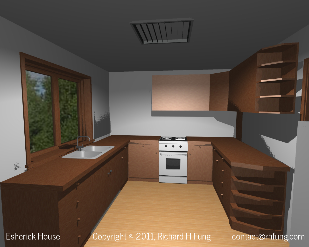 Esherick House kitchen 3D rendering