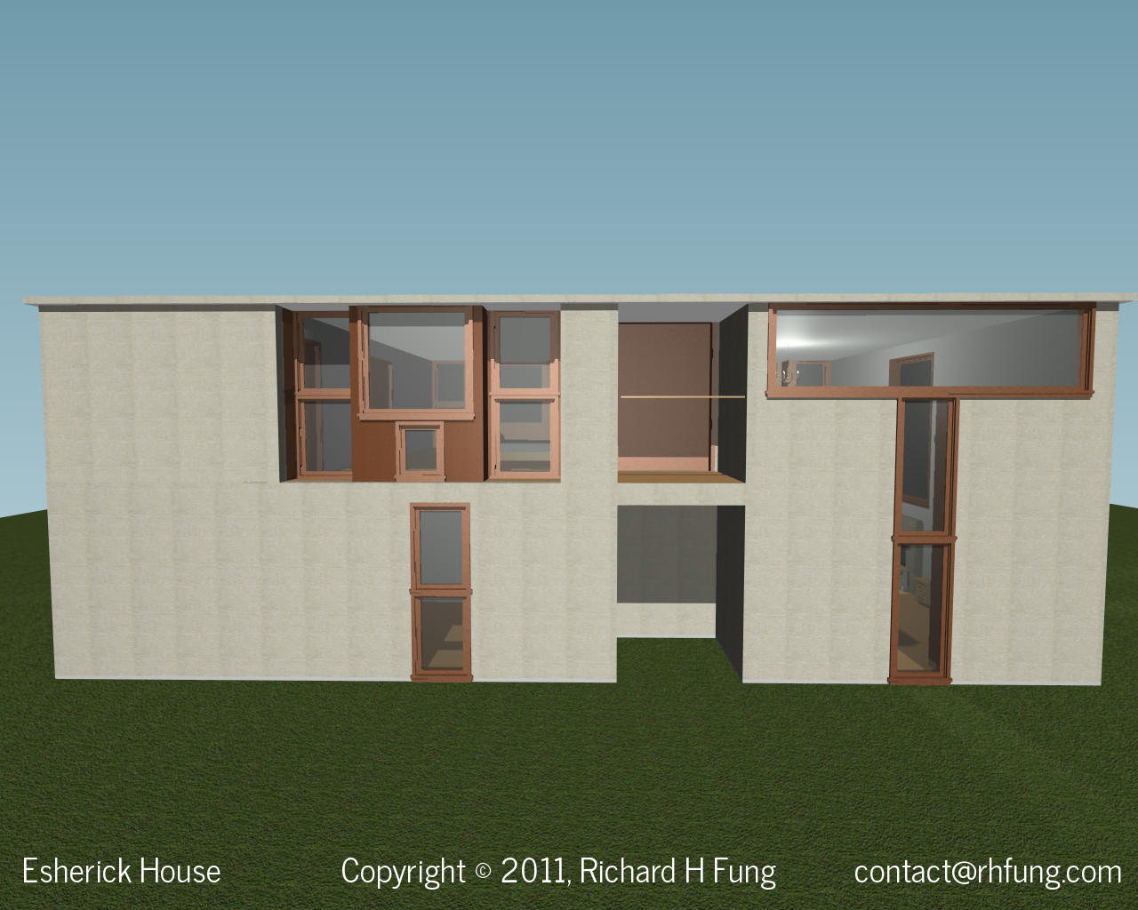 Esherick House front of house in 3D rendering