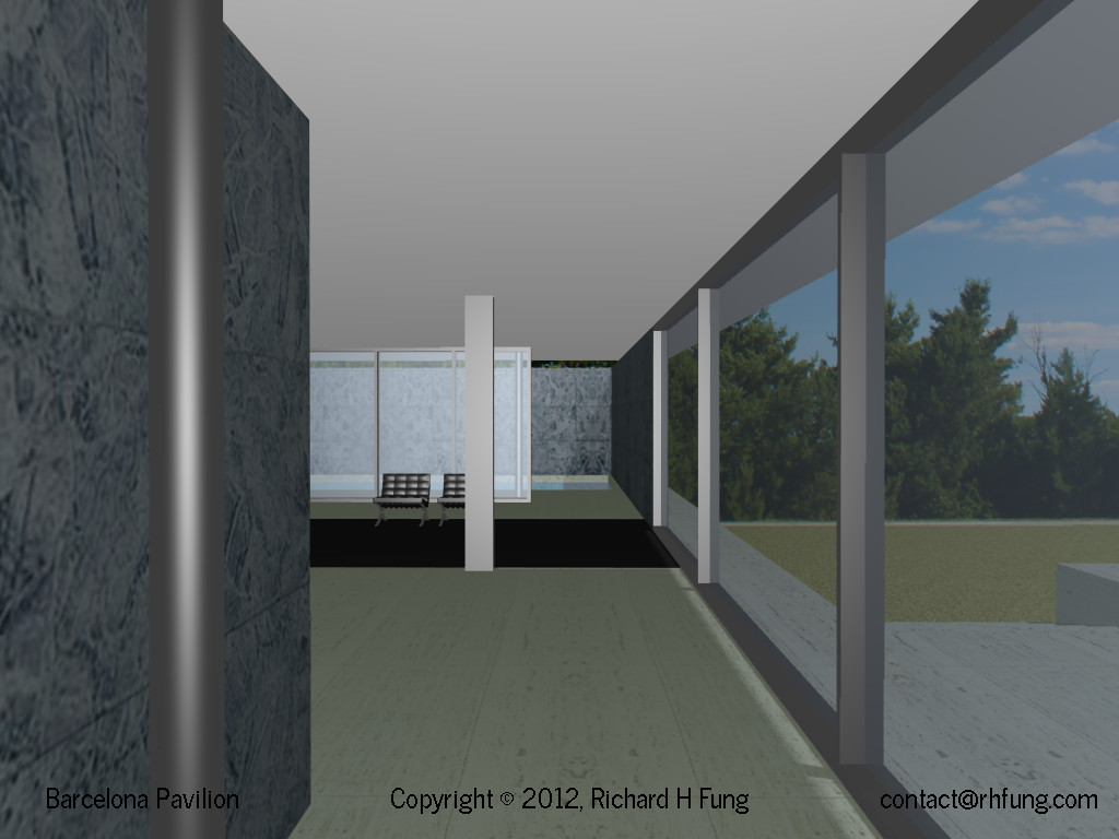 Barcelona Pavilion Inside - 3D Rendering