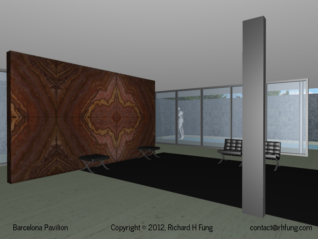 Barcelona Pavilion Inside - 3D Rendering