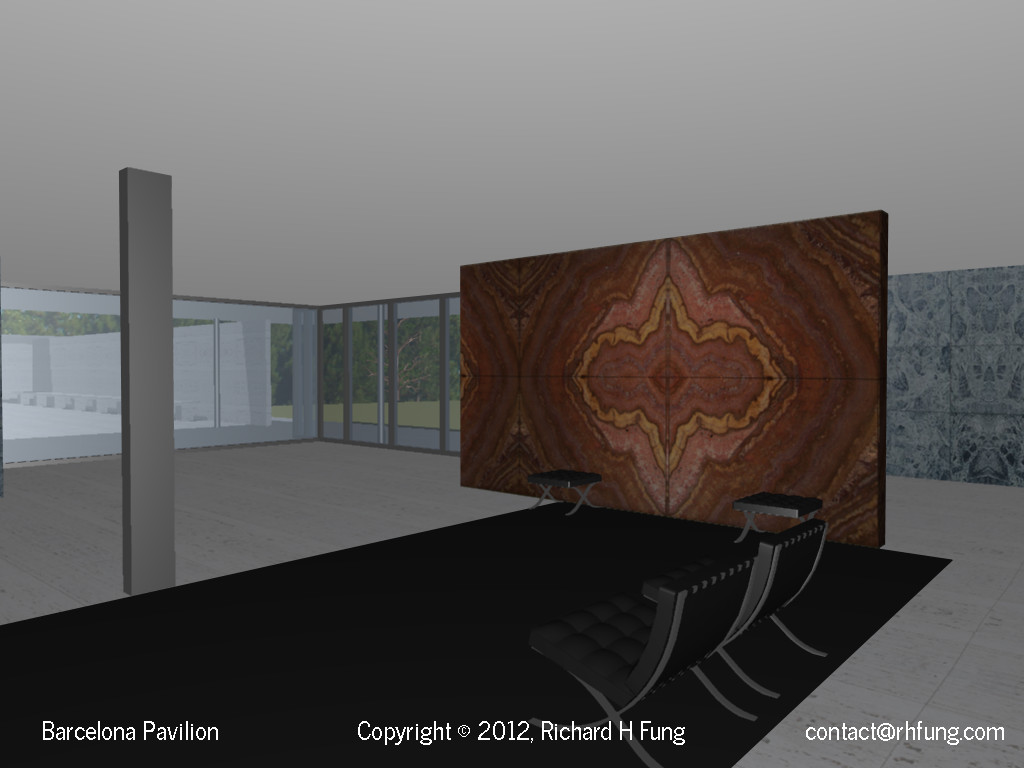 Barcelona Pavilion Inside - 3D Rendering