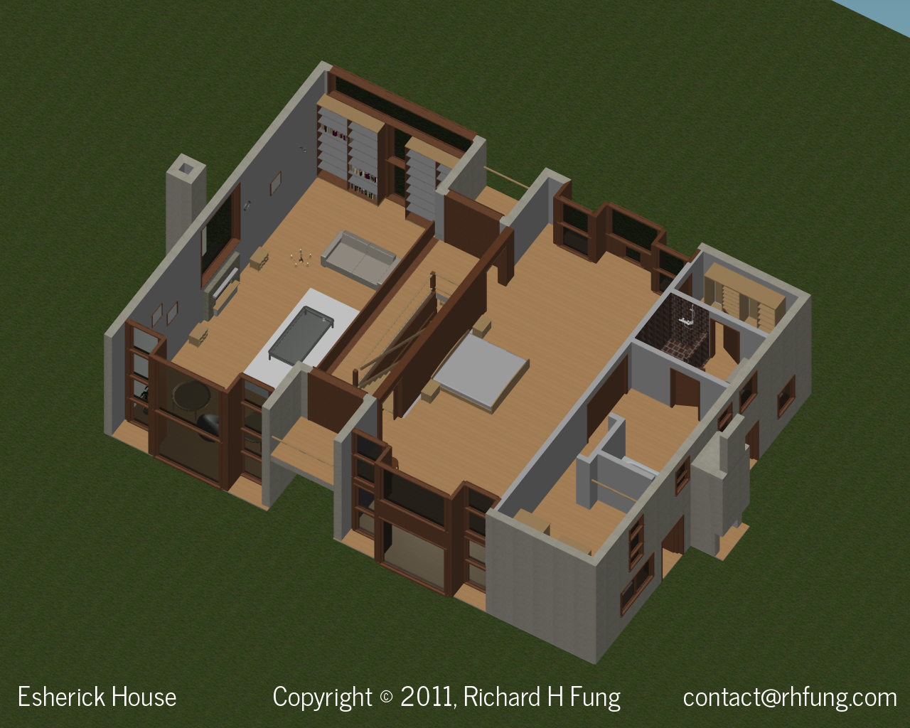 Esherick House isometric view of the second floor